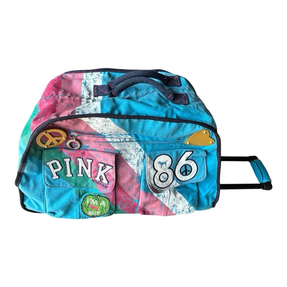 Rare Y2K Victoria’s Secret PINK Peace University 86 Rolling Duffle Bag Travel